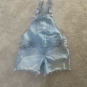Isabel Maternity by Ingrid & Isabel Light Blue Denim short overalls